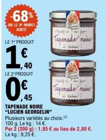 Lucien Georgelin - Tapenade Noire offre à 1,4€ sur E.Leclerc
