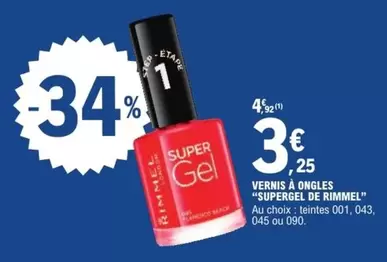 Rimmel - Vernis A Ongles offre à 3,25€ sur E.Leclerc Express