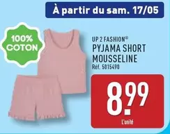Pyjama Short Mousseline offre à 8,99€ sur Aldi