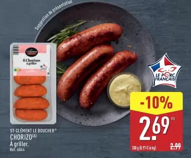 St Clement Le Boucher Chorizo offre à 2,69€ sur Aldi