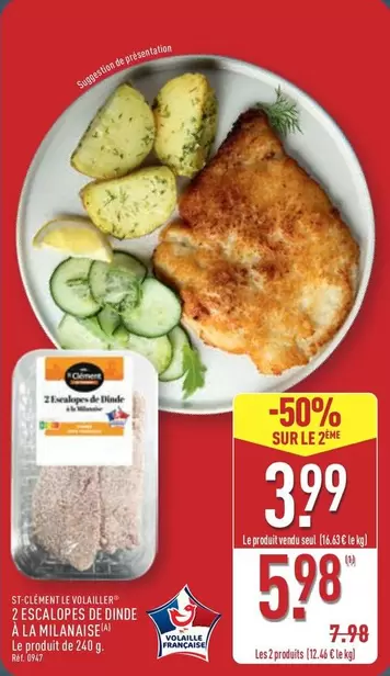 Clement - 2 Escalorisée De Dinde A La Maison offre à 7,98€ sur Aldi
