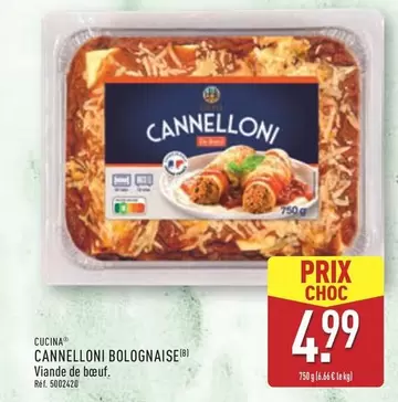 Cannelloni Bolognaise offre à 4,99€ sur Aldi