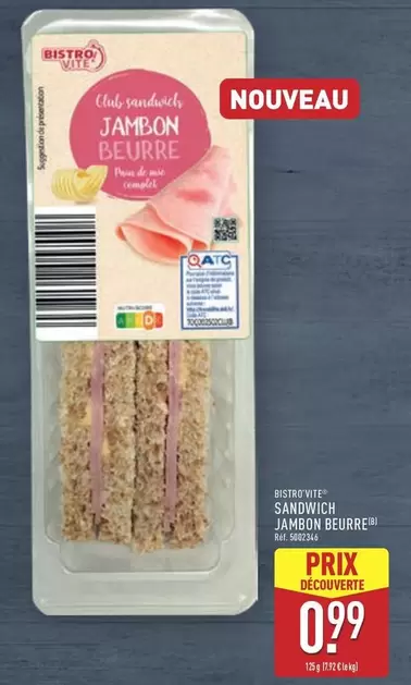 Complet - Jambon Beurre offre à 0,99€ sur Aldi