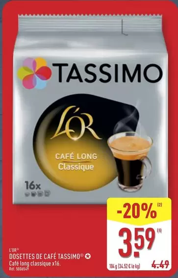 Tassimo - Dosettes De Café offre à 3,59€ sur Aldi