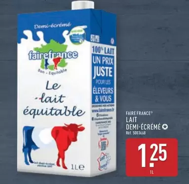 Lait Demi-écrémé offre à 1,25€ sur Aldi