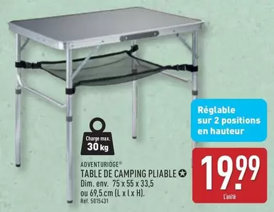 Dim - Table De Camping Pliable offre à 19,99€ sur Aldi
