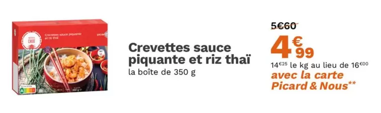 Picard - Crevettes Sauce Piquante Et Riz Thaï offre à 4,99€ sur Picard