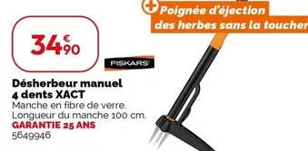 Fiskars - Désherbeur Manuel 4 Dents Xact offre à 34,9€ sur Weldom