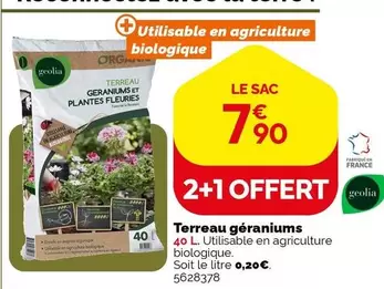 Geolia - Terreau Géraniums offre à 7,9€ sur Weldom