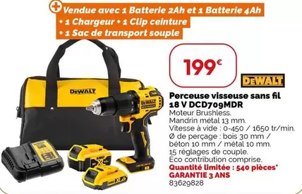 Dewalt - Perceuse Visseuse Sans Fil 18 V DCD709MDR offre à 199€ sur Weldom