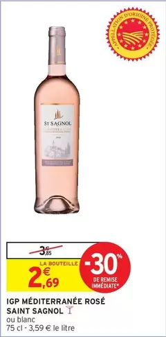 St Sagnol - IGP Méditerranée Rosé offre à 2,69€ sur Intermarché Hyper
