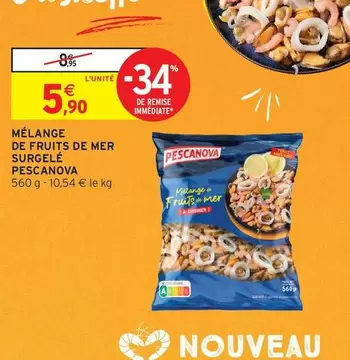 Pescanova - Mélange De Fruits De Mer Surgelé offre à 5,9€ sur Intermarché Hyper