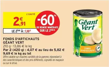Géant Vert - Fonds D'artichauts offre à 2,91€ sur Intermarché Hyper