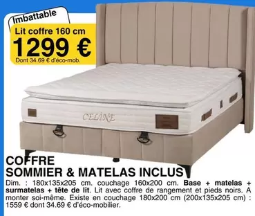 Celine - Coffre Sommier & Matelas Inclus offre à 1299€ sur KREABEL