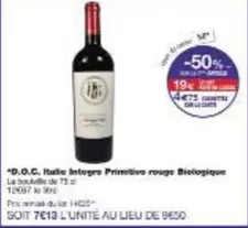 Huile Integre Primevo Rouge Biologique offre sur Monoprix