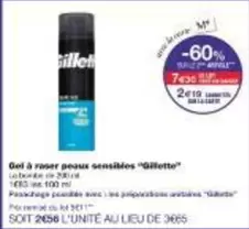Gillette - Gel À Raser Peaux Sensibles offre à 22,58€ sur Monoprix