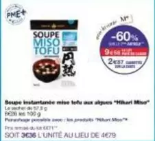 Hikari Miso - Soupe Miso Tofu Aux Argues offre à 3€ sur Monoprix
