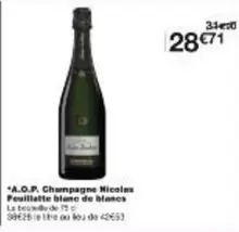 Nicolas Feuillatte - A.o.p. Champagne Micola offre à 28,71€ sur Monoprix