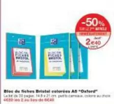 Oxford - Blec De Fiches Colorées A5 offre sur Monoprix