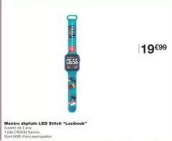 Stitch - Montre Digitale Led Swich "lestibook" offre à 19,99€ sur Monoprix