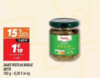 Netto - Sauce Pesto Au Basilic offre à 1,19€ sur Netto