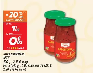 Netto - Sauce Napolitaine offre à 1,03€ sur Netto