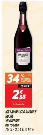 Vilaveroni - IGT Lambrusco Amabile Rouge offre à 2,58€ sur Netto
