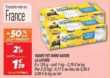 La Laitière - Yaourt Pot Verre Nature offre à 1,39€ sur Netto