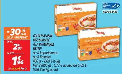 Netto - Colin D'alaska Insc Surgele A La Provençale offre à 1,96€ sur Netto