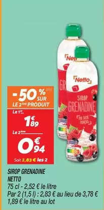 Netto - Sirop offre à 1,89€ sur Netto