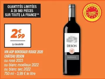 Vin Aop Bordeaux Rouge 2020 offre à 2,99€ sur Netto