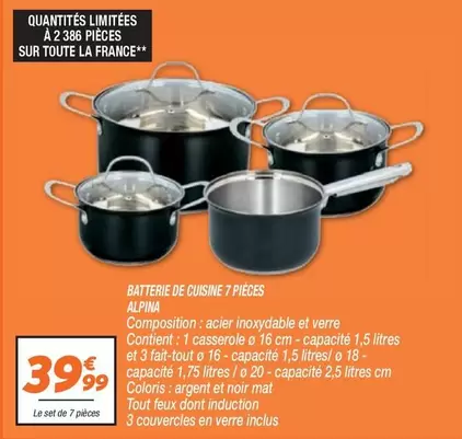 Alpina - Batterie De Cuisine 7 Pièces offre à 39,99€ sur Netto