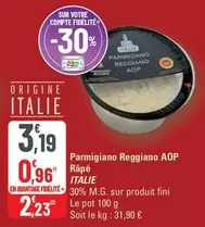 Italie - Parmigiano Reggiano AOP Râpé offre à 3,19€ sur G20