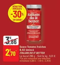 Sauce Tomates Fraîches & Ail Émincé offre à 2,7€ sur G20