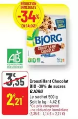 Bjorg - Croustillant Chocolat Bio -30% De Sucres offre à 2,21€ sur G20