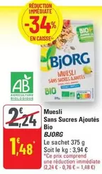 Bjorg - Muesli Sans Sucres Ajoutés offre à 1,48€ sur G20