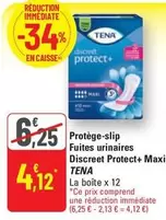 Tena - Protège-slip Fuites Urinaires Discreet Protect+ Maxi offre à 4,12€ sur G20