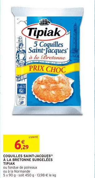 Tipiak - Coquilles Saint-Jacques À La Bretonne Surgelées offre à 6,29€ sur Intermarché Contact