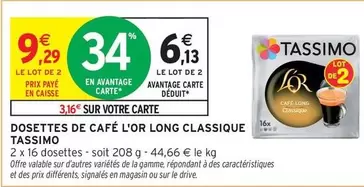 Tassimo - Dosettes De Café L'or Long Classique offre à 9,29€ sur Intermarché Contact
