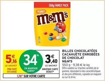 M&M's - Billes Chocolatées Cacahuète Enrobées De Chocolat offre à 5,16€ sur Intermarché Contact