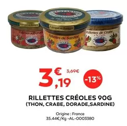 Rillettes Créoles  offre à 3,19€ sur Cabesto