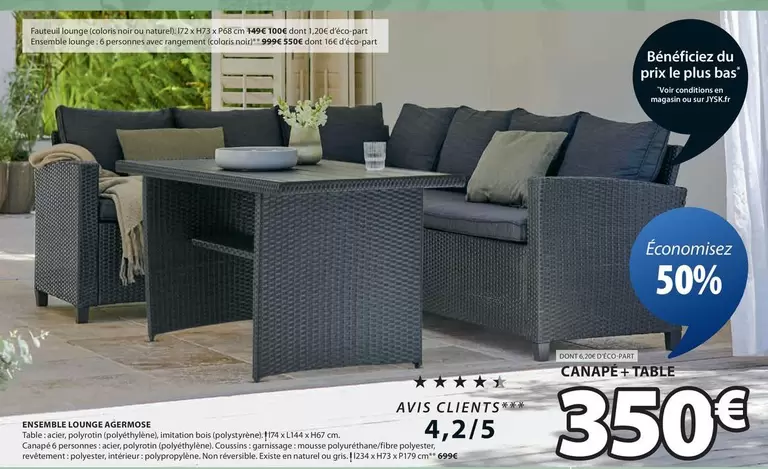 Ensemble Lounge Agermose offre à 350€ sur JYSK