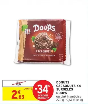 Donuts -  Cacaonuts X4 Surgelés offre à 2,63€ sur Intermarché