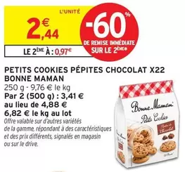 Bonne maman - Petits Cookies Pépites Chocolat X22 offre à 2,44€ sur Intermarché