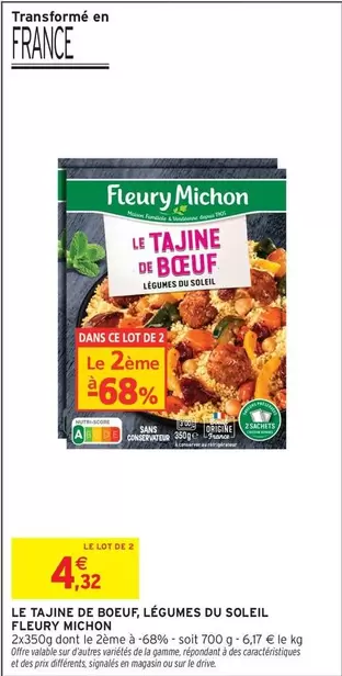 Fleury Michon - Le Tajine De Boeuf, Légumes Du Soleil offre à 4,32€ sur Intermarché