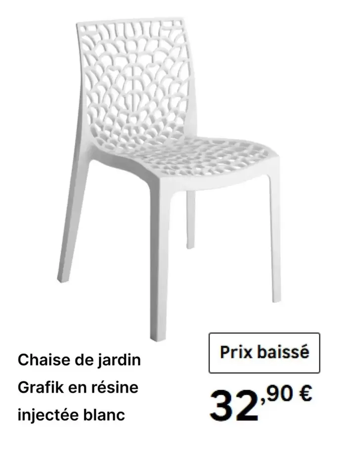 Chaise De Jardin Grafik En Résine Injetée Blanc offre à 32,9€ sur Leroy Merlin