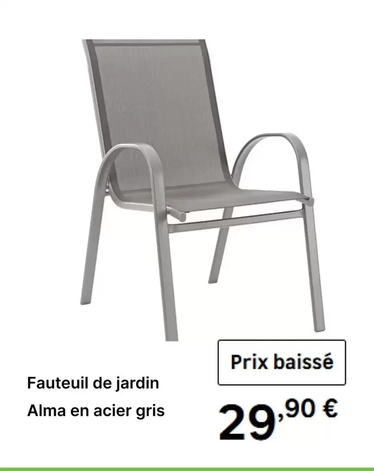 Fauteuil De Jardin Alma En Acier Gris offre à 29,9€ sur Leroy Merlin