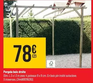 Pergola Bois Droite offre à 78€ sur Bricorama