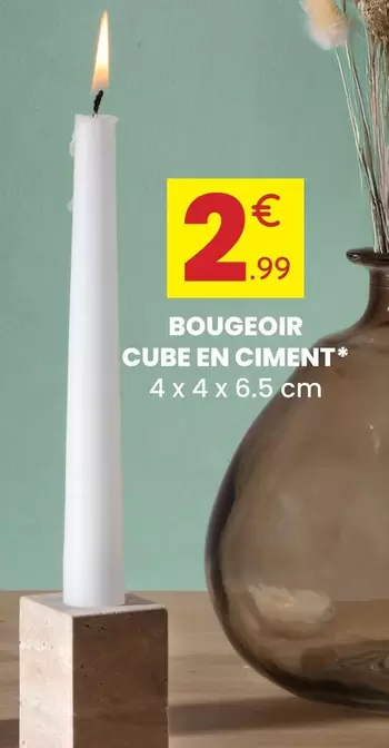 Bougeoir Cube En Ciment offre à 2,99€ sur Stokomani