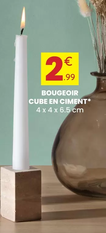 Bougeoir Cube En Ciment offre à 2,99€ sur Stokomani